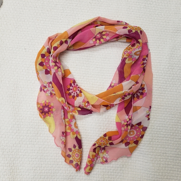 3/$15! Summery sheer scarf Bright pink/orange/yellow - Picture 1 of 2